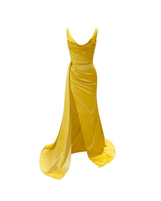 Moda Glam Yellow Amélie Off-The-Shoulder Gown