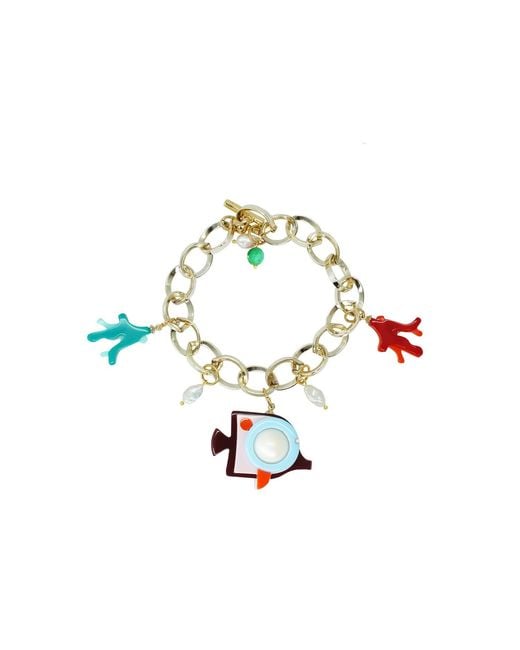 Gissa Bicalho Metallic Handmade Bracelet Charm Fish Angel Burgundy