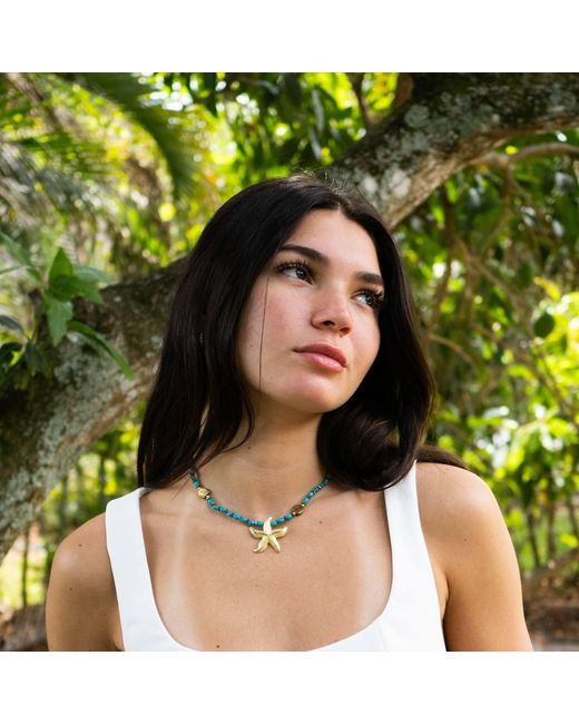 Ebru Jewelry Blue Ocean Spirit Starfish & Choker Necklace