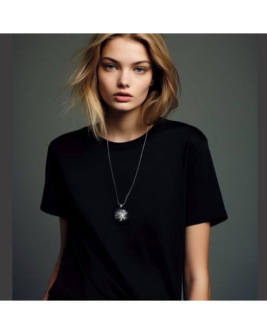 Laura Daili Black Wishkeeper – Dandelion Puff Glass Pendant