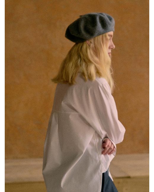 Lost Pattern Gray Bon Chic Wool Beret