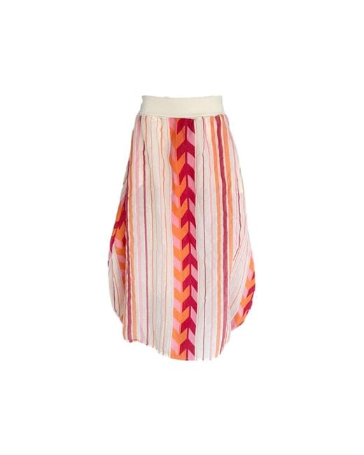 Haris Cotton Balloon Cotton Embroidered Skirt With Rib Waist Arrow