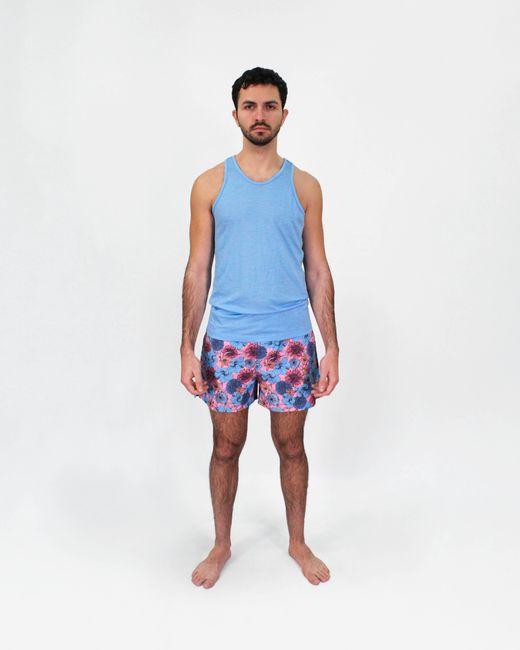 Lords of Harlech Blue Quack Hibiscus Garden Swim Short for men
