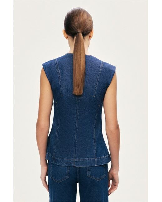 Nocturne Blue Button-Front Denim Vest