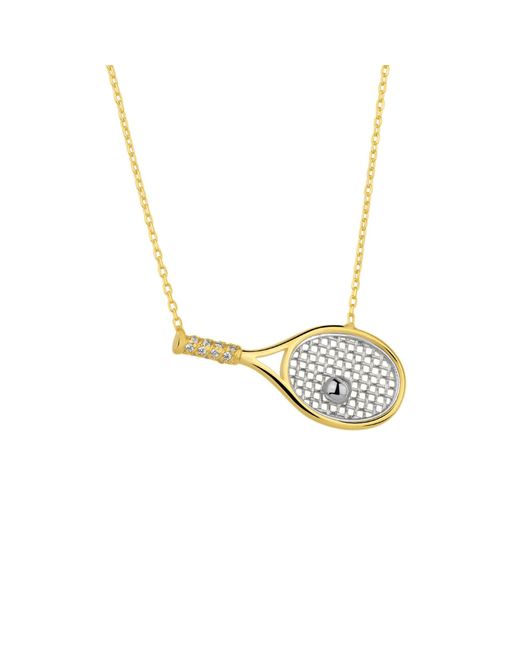 Spero London Metallic Sterling Tennis Racket Necklace