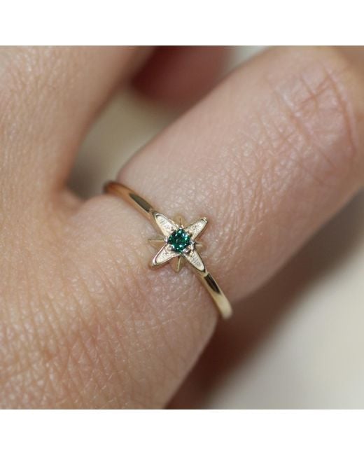 VicStoneNYC Fine Jewelry White 14K Solid North Star Emerald Ring