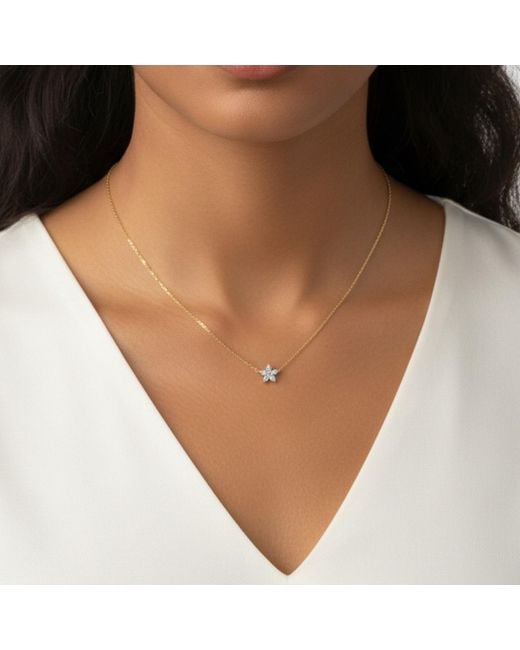 BLOOMTINE | Earth Angel HQ Metallic Mini Bloom Moissanite Vermeil Flower Necklace