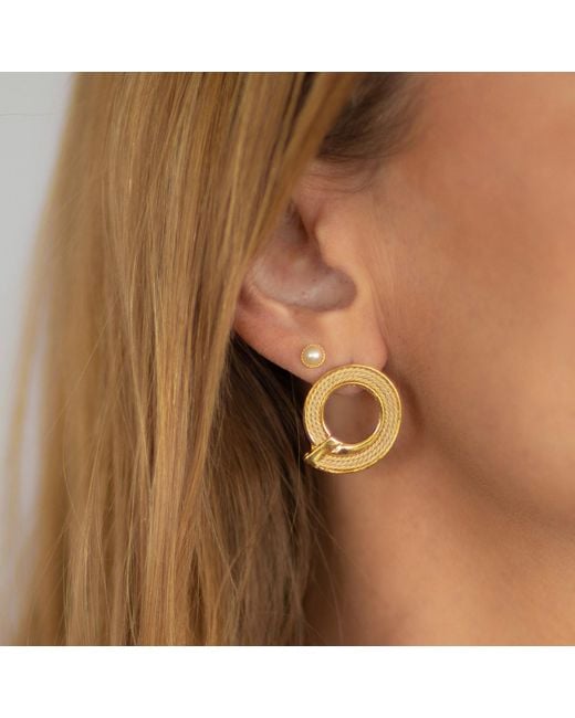 Nart Nature Making Art Metallic The Spiral Buriti Natural Fiber Earrings