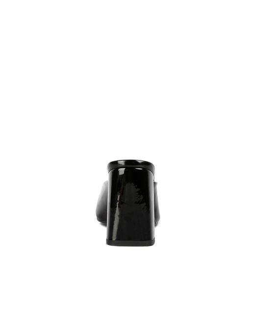 Rag & Co Black Neoplast Patent Pu Block Heeled Mules