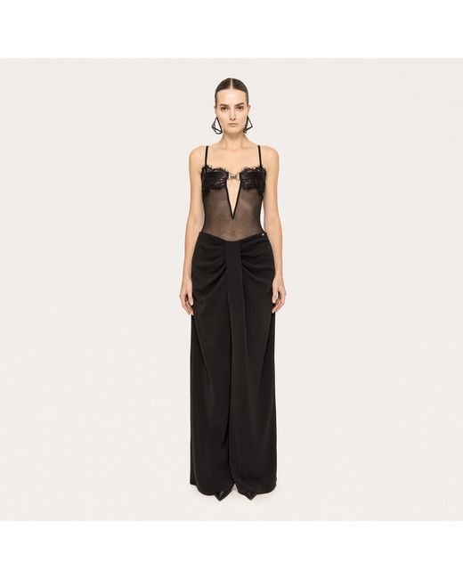 Nissa Black Loose Mid-Rise Pants