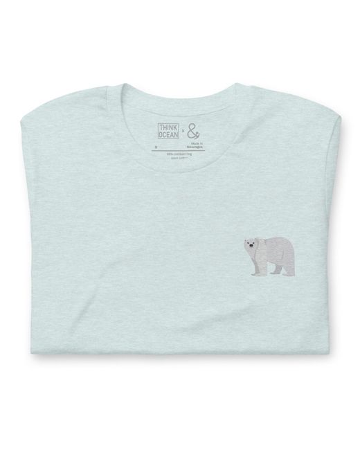 Anchor and Crew Blue Ice Think Ocean Polar Bear Aspirations Cotton Embroidered T-Shirt