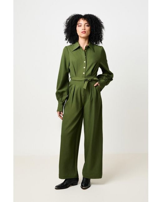 Louche Green Yves Long Sleeve Jumpsuit