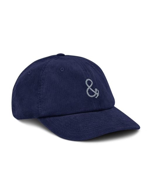 Anchor and Crew Blue Oxford Ampersand Signature Embroidered Corduroy Cap for men
