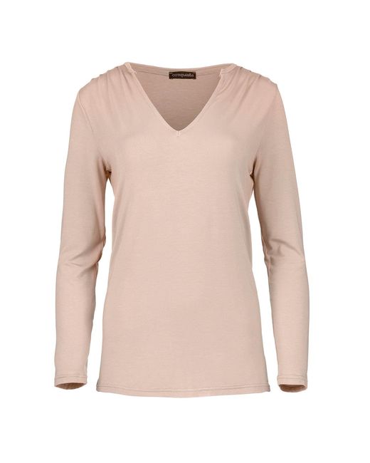 Conquista Pink Dusty Jersey V Neck Top