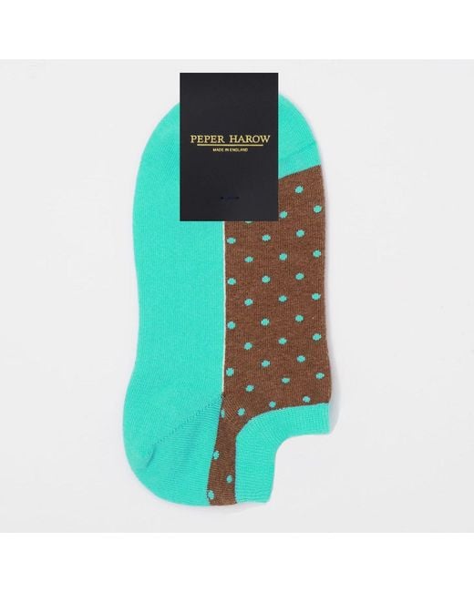 Peper Harow - Made in England Blue Polka Ocean & Organic Trainer Socks Bundle