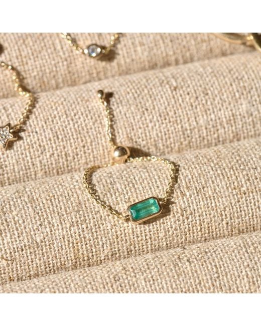 Zohreh Metallic Emerald Adjustable Chain Ring 9K