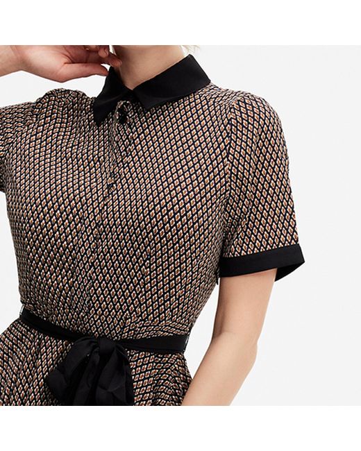 Smart and Joy Brown Printed Shirt Dress Print And Contrasting Collar