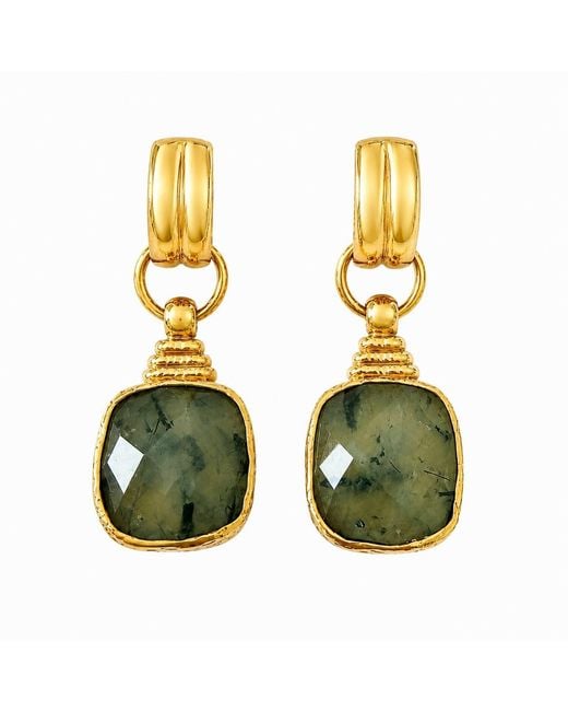 By Ozge Green Mystic Labradorite Plated Natural Stone Drop Earrings