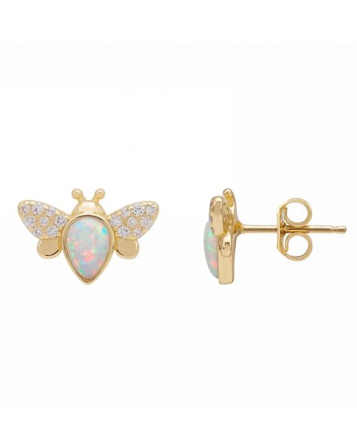 Latelita London Metallic Busy Bee Opal Stud Earrings