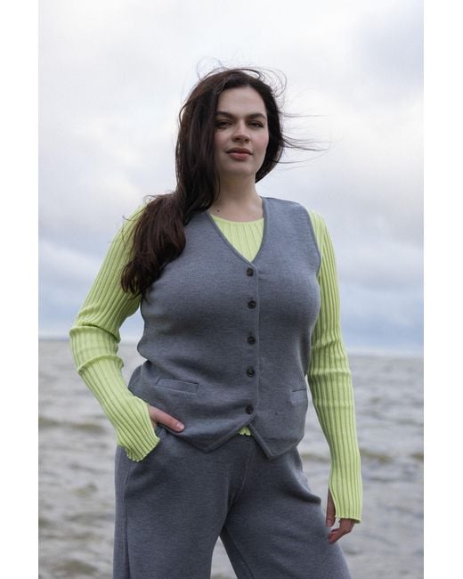SALANIDA Gray Galante Knitted 100% Merino Waistcoat