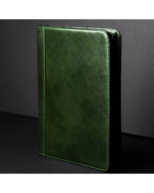 Time Resistance Green Leather Documents Folder Organizer