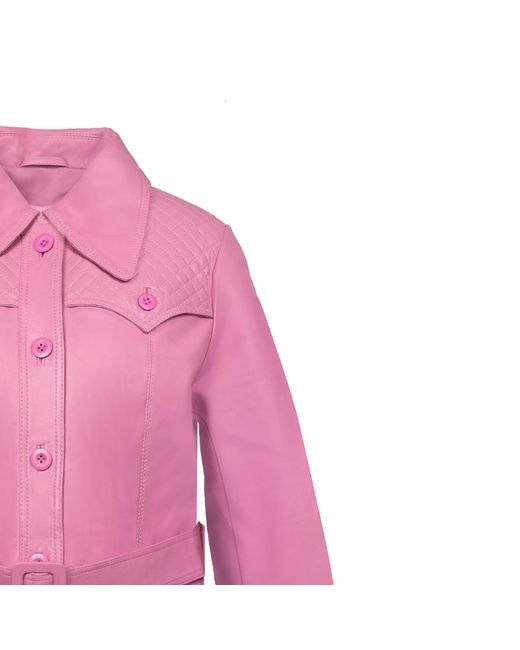 Zasta Studio Pink Old Fashioned Leather Trench Jacket