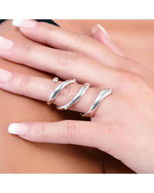 Lucy Quartermaine Metallic Drop Armour Ring