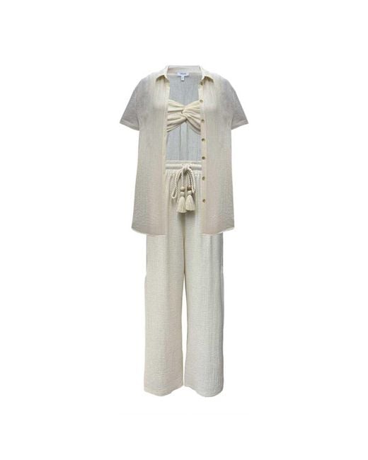 Copurs Gray Neutrals Gia Shirt & Alya Top & Darina Trousers Set