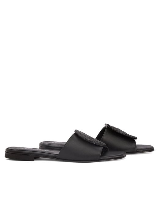 Beautiisoles by Robyn Shreiber Made in Italy Black Adeline Leather Flat Sandal Comfortable & Sexy Work & Valentine Evening Slide
