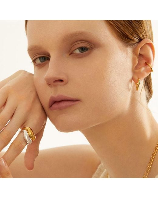 Cote Cache Metallic Slight Twist Huggie Hoop Earrings