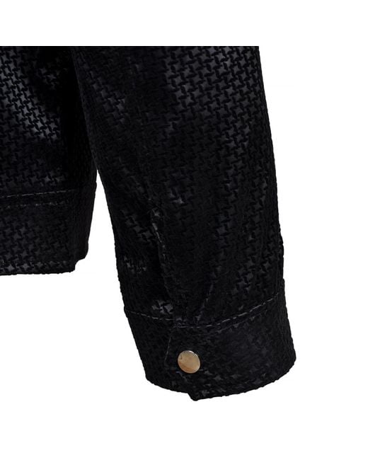 DAVID WEJ Black Washington Aviator Jacquard Jacket for men