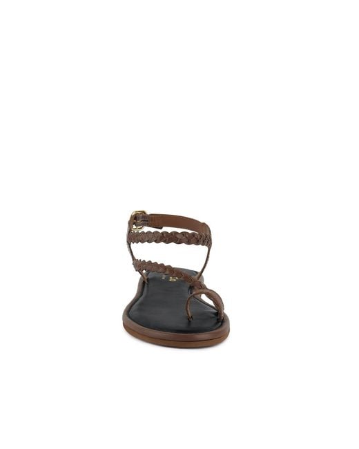 Rag & Co Brown Stallone Tan Braided Flat Sandals By Rag & Co