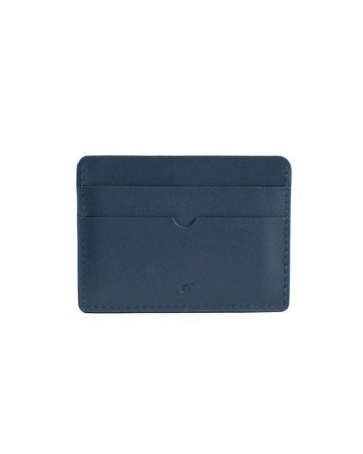 godi. Blue Handmade Leather Card Case for men