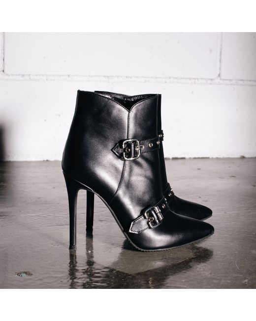 The 5Th Element Black Roux Leather Ankle Boots
