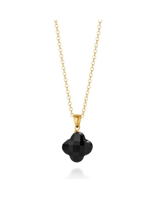 Nellou Jewellery Metallic Agate Gem Clover Necklace Plated Sterling