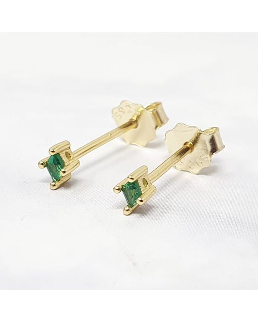 Harfi Green Tiny Emerald Stud May Birthstone Earrings