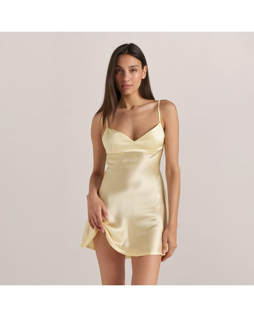 Reve Sleepwear Yellow Silk Slip Dress
