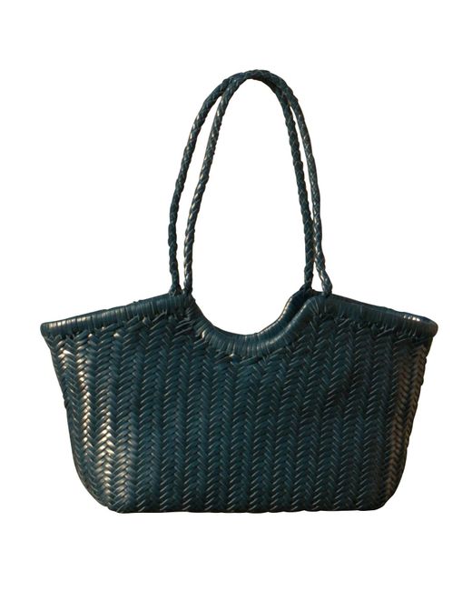 Rimini Black Woven Leather Handbag In Zigzag Pattern 'vittoria'
