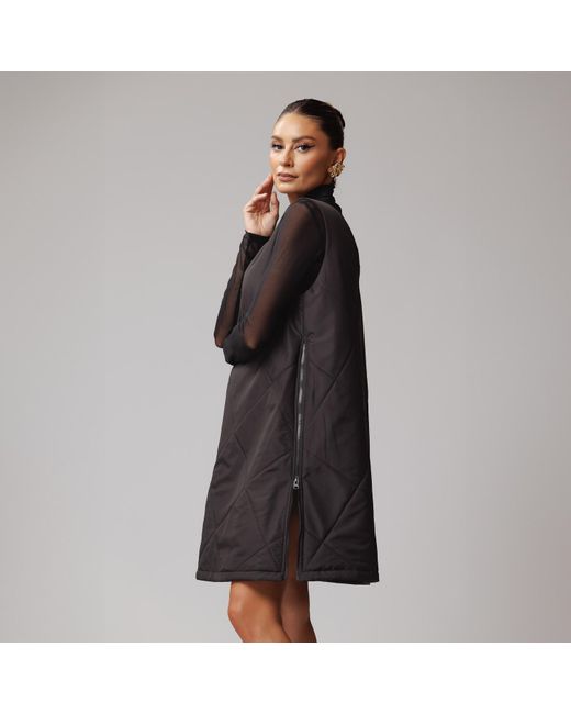 concept A trois Black Quilted Dress With Two Side Zippers