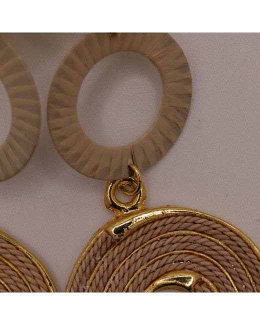 Nart Nature Making Art Metallic The Triple Round Buriti Natural Fiber Earrings