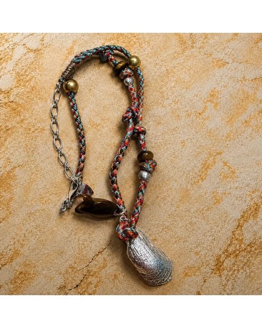 Ormiro Metallic Maui Tiger Eye Fish Cord Necklace