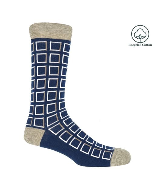 Peper Harow - Made in England Blue Cube Socks – Bundle for men