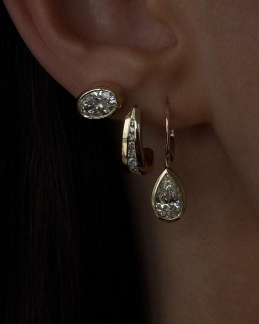 Öugie Metallic The Oval Diamond Bezel Studs