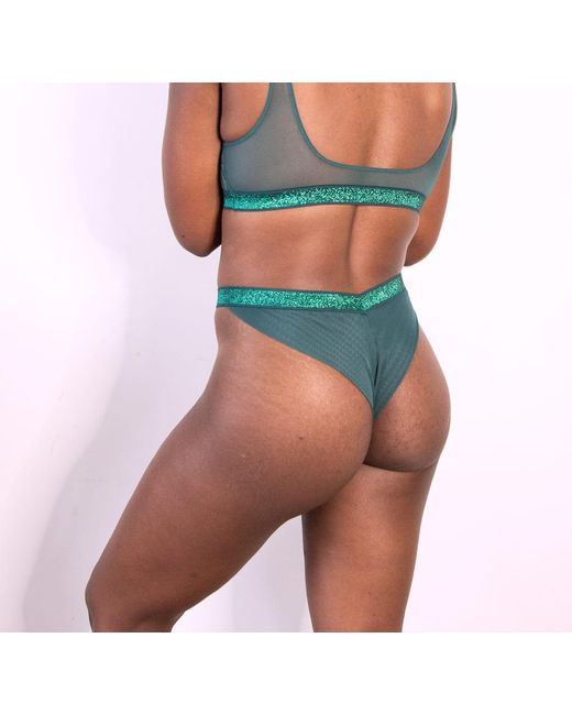Bott Lingerie Green Soft Lace Tanga Brief La Teuf