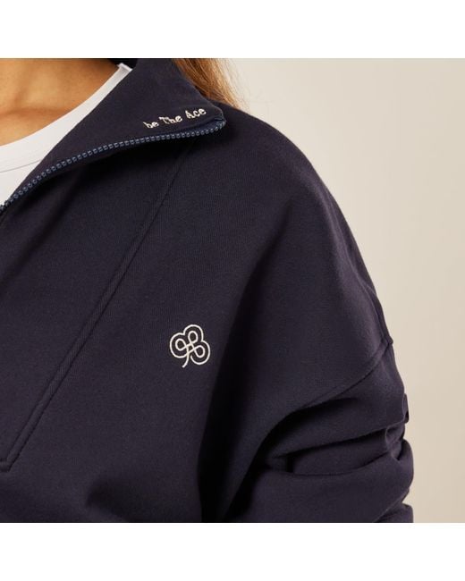 Be Athletica Blue Varsity Athletica Quarter-Zip Sweatshirt
