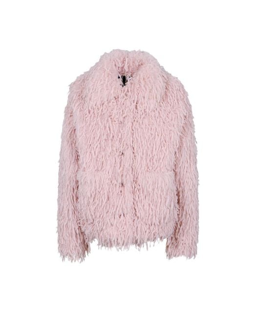 Freaky Nation Pink Feather Fake Fur Jacket