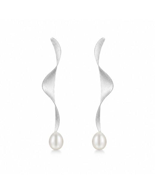Ormiro Metallic Moontide Sterling Pearl Drop Earrings