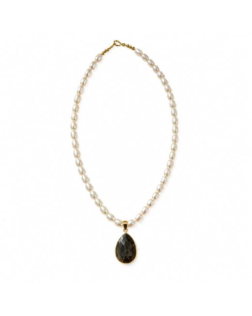 ORIGIN OF HEARTS Natural Neutrals Noir Pearl Necklace – Freshwater Pearl & Amethyst Pendant Necklace