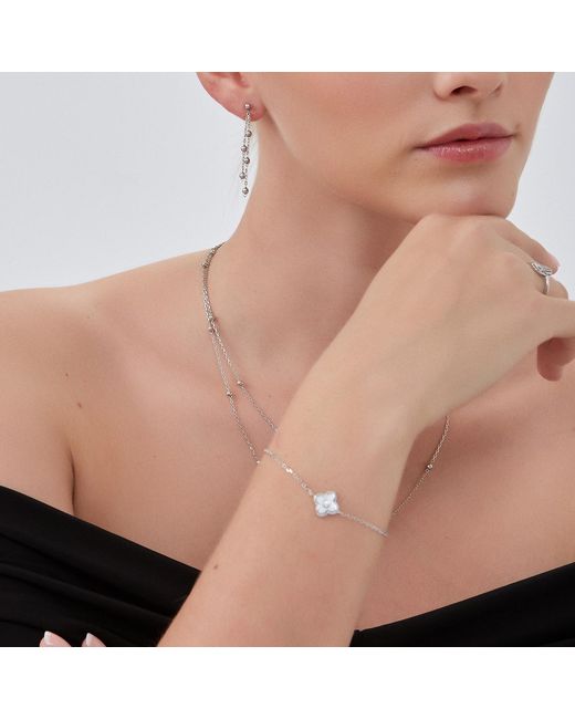 Spero London Metallic Enamel Clover Bracelet Sterling