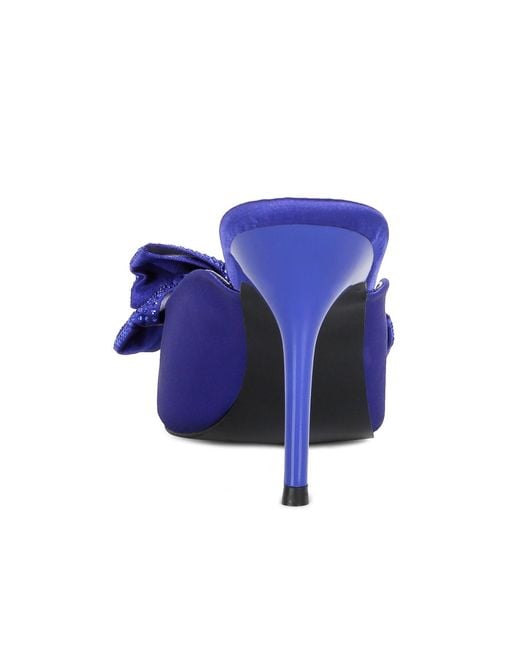 Rag & Co Blue Elisda Embellished Bow High Heel Mules